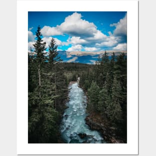 Jasper National Park River Flowing Towards the Mountains V2 Posters and Art